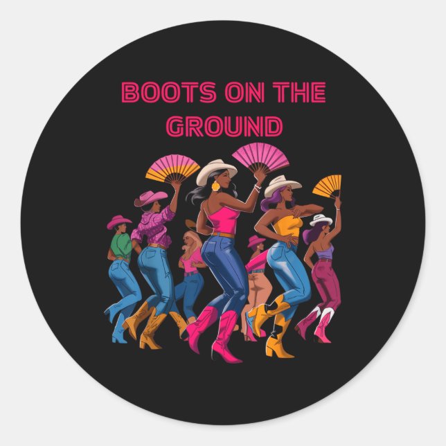 Sticker Rond Bottes Sur Le Terrain Drôle Boots De Femme Fouetta (Devant)