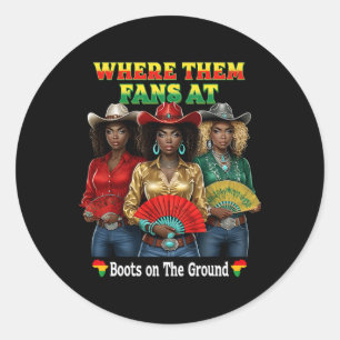 Sticker Rond Bottes Sur Le Terrain Junetten Cowgirl Où Ils