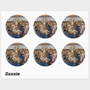 Sticker Rond Botticelli Marie Jésus et chanter Anges