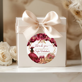 Sticker Rond Bottines de cowboy Charra Quinceanera or et Bourgo