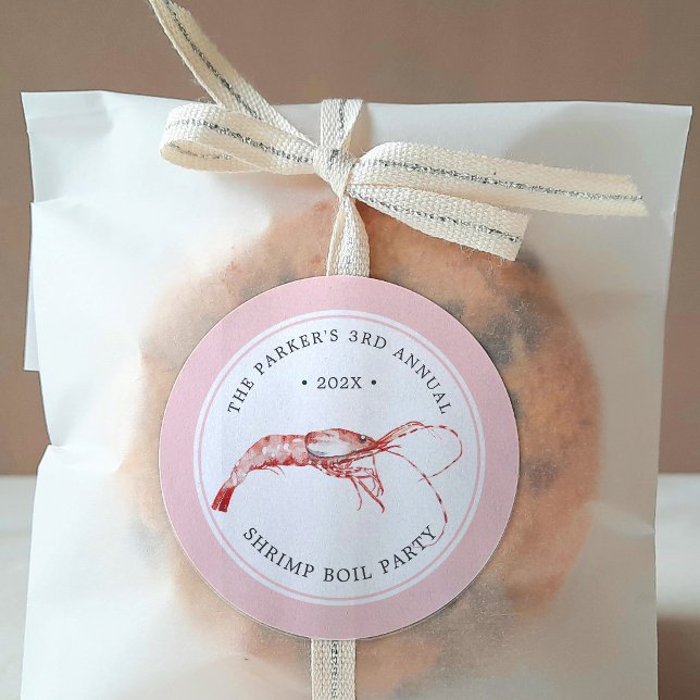 Sticker Rond Bouche de crevettes | Fête à thème de fruits de me (Créateur téléchargé)