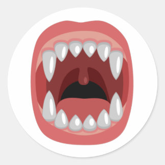 Sticker Rond Bouche effrayante avec des crocs.