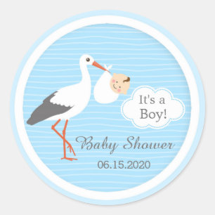 Sticker Rond Bouche portant mignon bébé garçon Baby shower Stic
