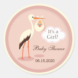 Sticker Rond Bouche portant mignonne bébé fille Baby shower Sti