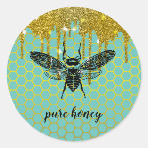 Sticker Rond Bouches de miel Vendeur d'abeilles Apiarist Gold V