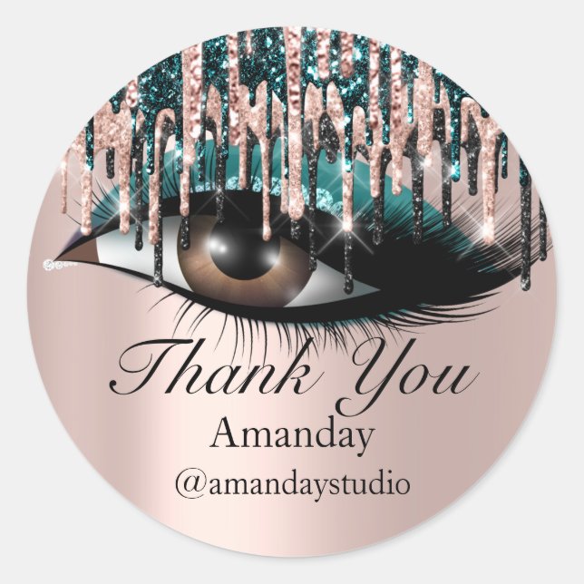 Sticker Rond Bouches Turquoises du Rose maquillage d'extension  (Devant)