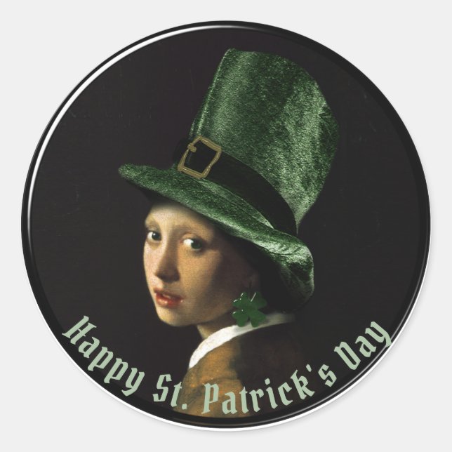 Sticker Rond Boucle d'oreille Trèfle Saint-Patrick (Devant)