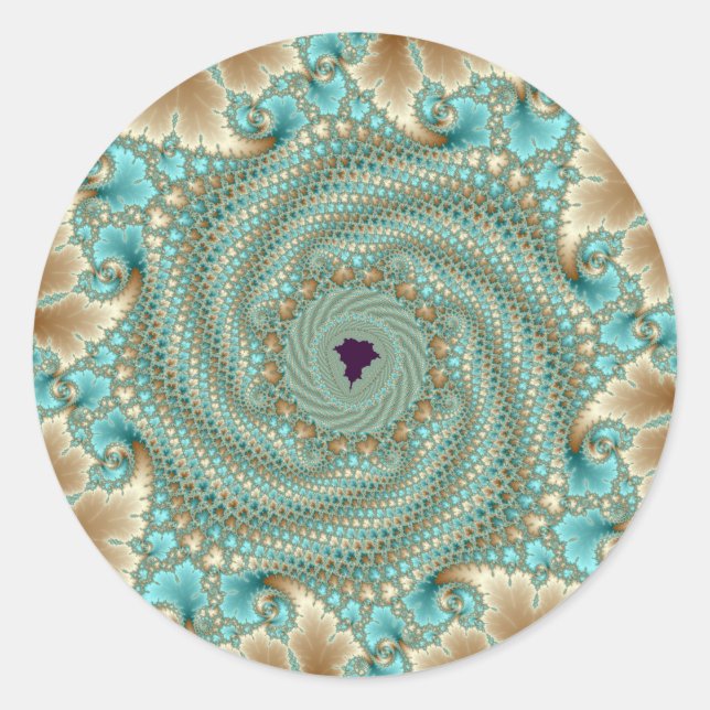 Sticker Rond Boucles feuillues fractées (Devant)