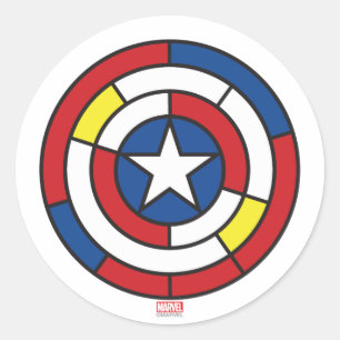 Sticker Rond Bouclier abstrait De Stijl de Captain America