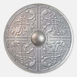 Sticker Rond Bouclier argenté 14