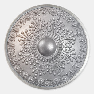 Sticker Rond Bouclier argenté 8