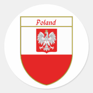 Sticker Rond Bouclier de drapeau de la Pologne