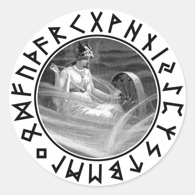 Sticker Rond Bouclier de rune de Frigg (Devant)
