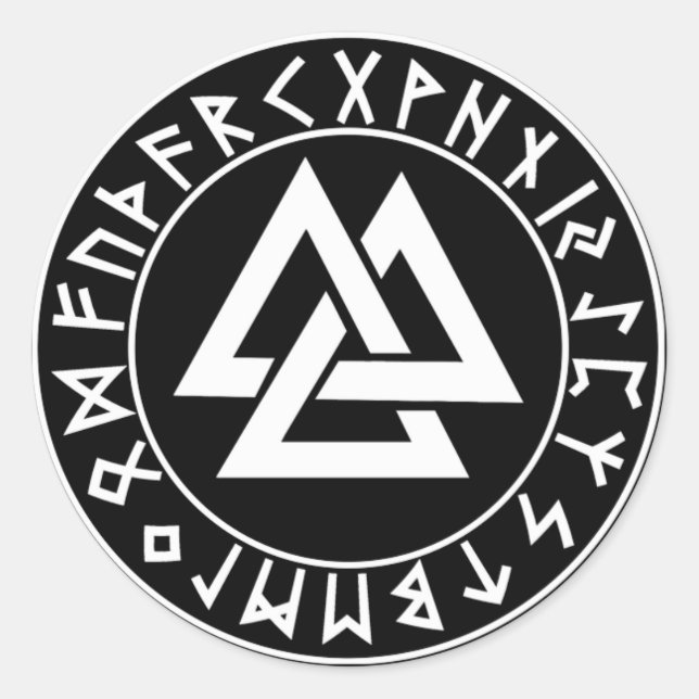 Sticker Rond Bouclier de rune triangle sur noir (Devant)
