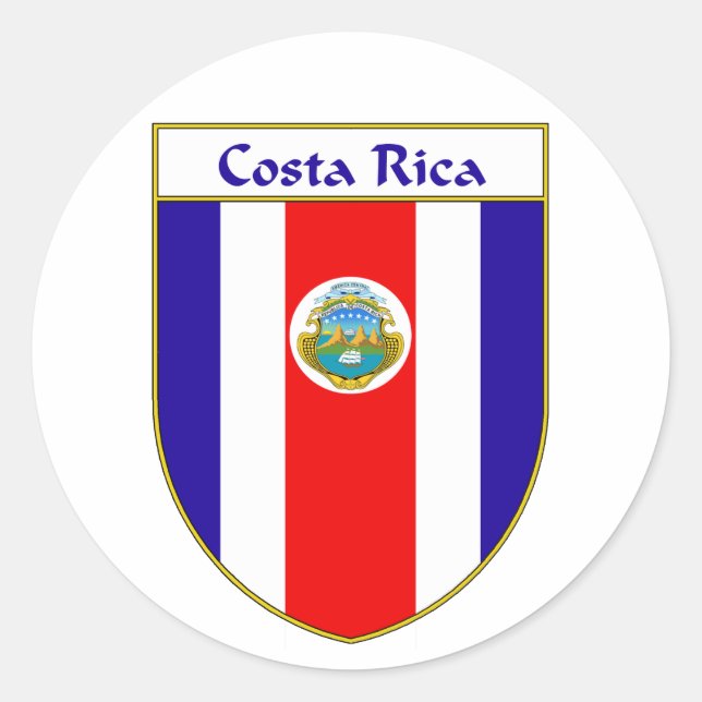 Sticker Rond Bouclier du drapeau du Costa Rica (Devant)