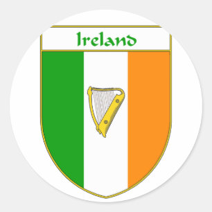 Sticker Rond Bouclier du drapeau irlandais de la harpe d'Irland