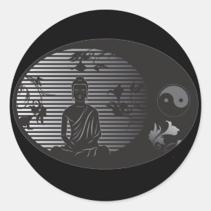 Sticker Rond Bouddha à Oval