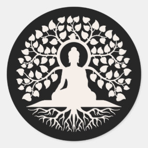 Sticker Rond Bouddha Arbre de vie Art spirituel