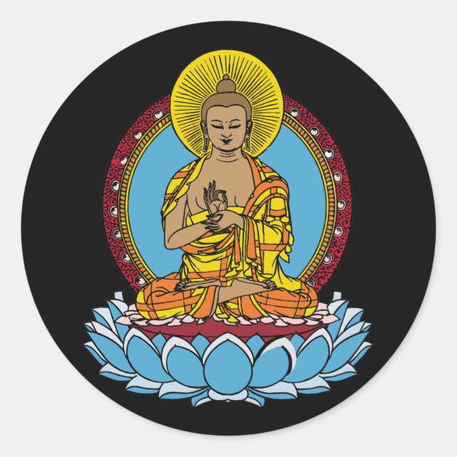 Sticker Rond Bouddha Dharmachakra (Devant)