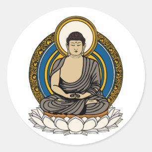 Sticker Rond Bouddha Dhyana Mudra