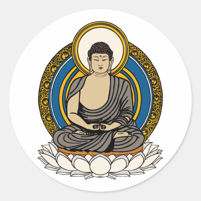 Sticker Rond Bouddha Dhyana Mudra (Devant)