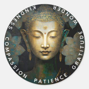 Sticker Rond Bouddha, Méditation Spirituelle