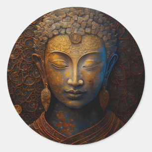 Sticker Rond Bouddha, Méditation Spirituelle