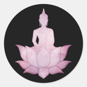 Sticker Rond Bouddha sur Lotus Pink