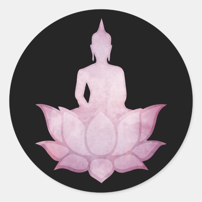 Sticker Rond Bouddha sur Lotus Pink (Devant)