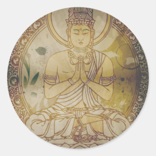 Sticker Rond Bouddha vintage Grunge