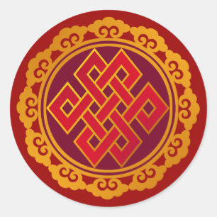 Sticker Rond Bouddhisme karma tibétain noeud éternel