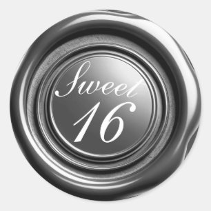 Sticker Rond Bougie argent foncé sceau de cire goutte de mariag