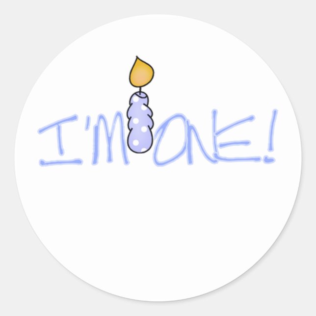 Sticker Rond Bougie bleue Je suis un anniversaire (Devant)