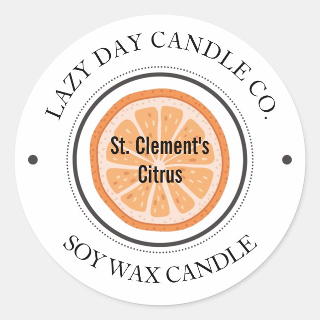 Sticker Rond Bougie Compagnie Citrus St Clements Orange Lemon (Devant)