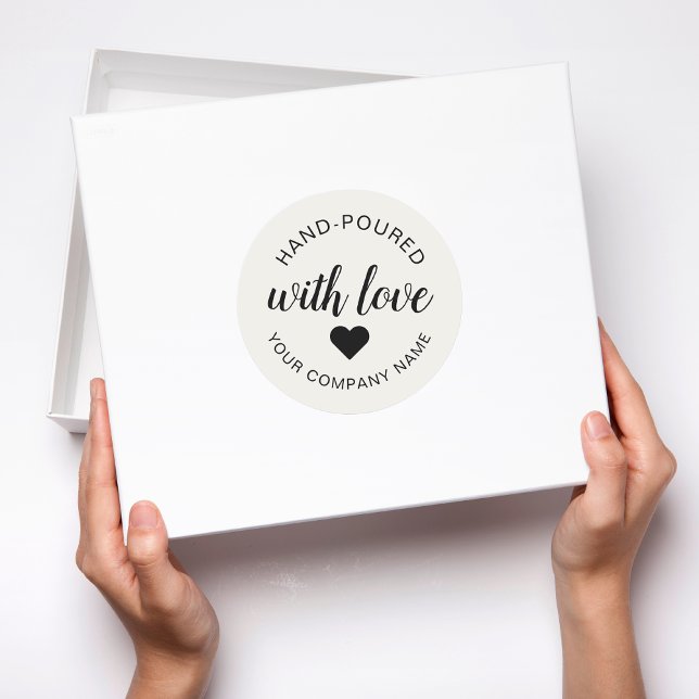 Sticker Rond Bougie "Coulée à la main" avec amour  (Créateur téléchargé)
