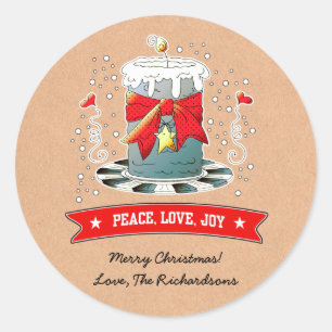 Sticker Rond Bougie de Noël amusante Papier Kraft personnalisé