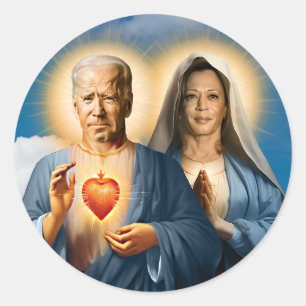 Sticker Rond Bougie de prière Saint Biden Harris