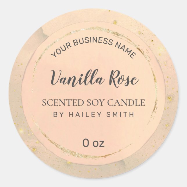 Sticker Rond Bougie De Soja Paint Circle Rose Et Or (Devant)