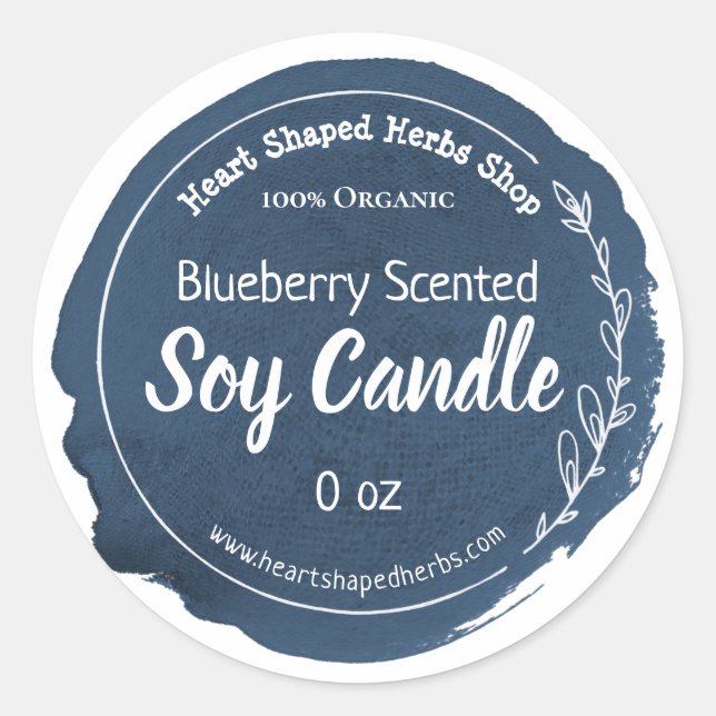 Sticker Rond Bougie de soja parfumée aux bleuets foncés Étiquet (Devant)