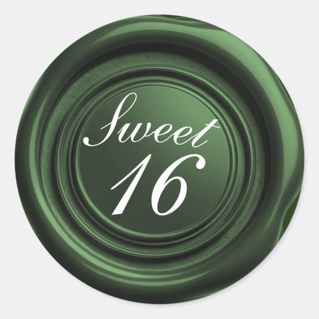 Sticker Rond Bougie émeraude en cire de sceau de goutte de mari (Devant)