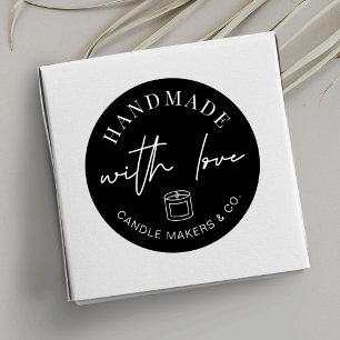 Sticker Rond Bougie noire minimaliste coulée à la main avec amo