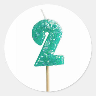 Sticker Rond Bougie numéro 2 d'anniversaire