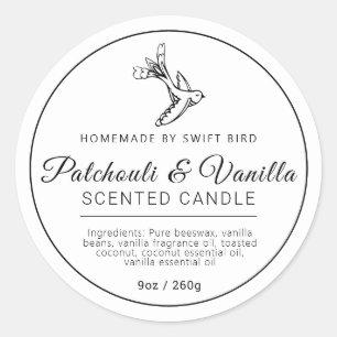 Sticker Rond Bougie patchouli vanille maison