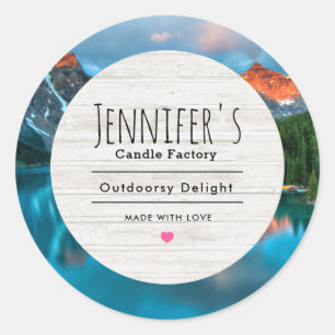 Sticker Rond Bougie photo de paysage de montagne et de lac pitt