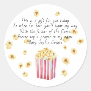 Sticker Rond Bougie prières popcorn aquarelle 