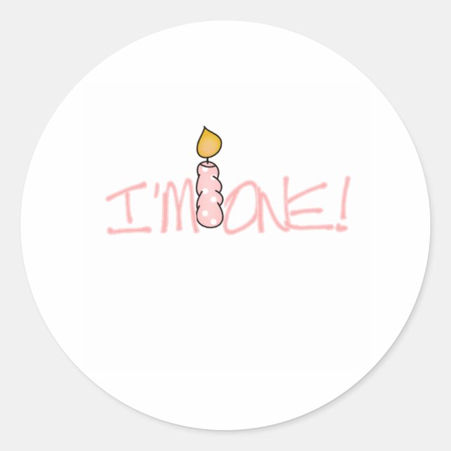 Sticker Rond Bougie rose Je suis un anniversaire (Devant)