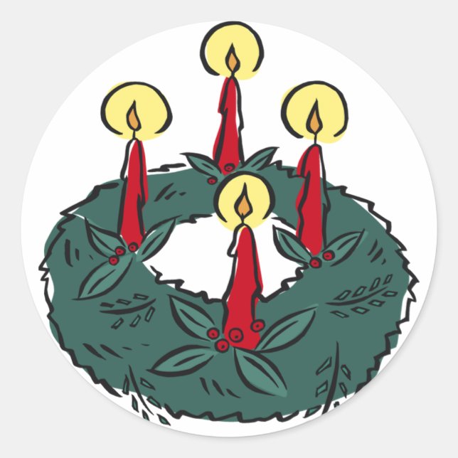Sticker Rond Bougies de couronne d'avent (Devant)