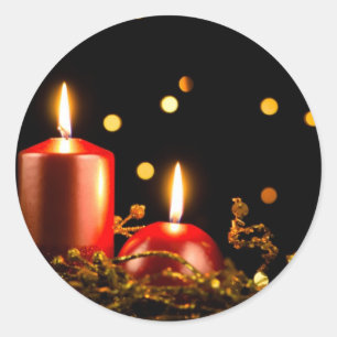Sticker Rond Bougies de Noël