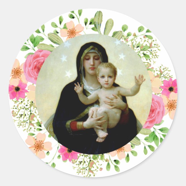 Sticker Rond Bouguereau Madonna et l'enfant (Devant)