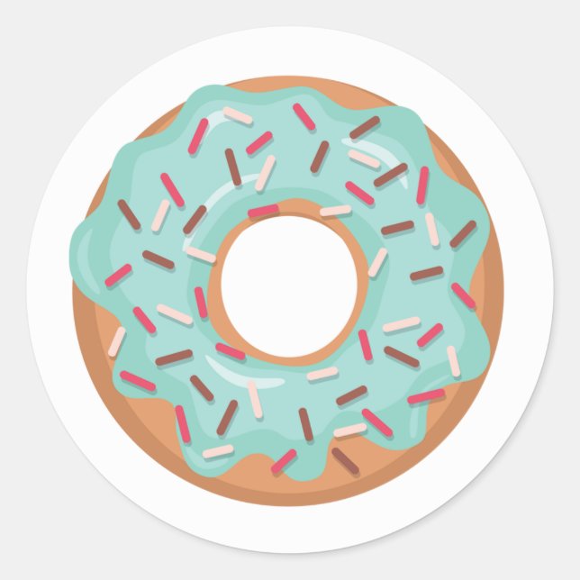 Sticker Rond Bouillie Bleue Glacée Avec Des Saupoudrages (Devant)